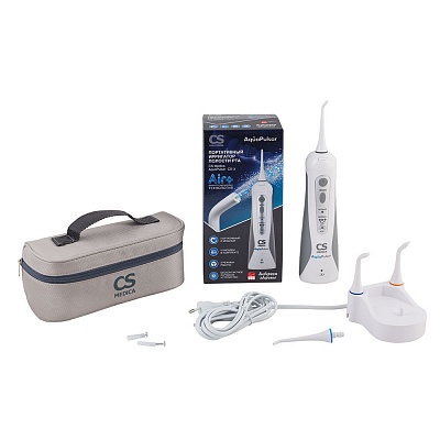 
                Портативный ирригатор CS Medica CS-3 (медицинский), Электронный блок, резервуар для растворов, насадки для ирригатора (стандартные (2 шт.), ортодон