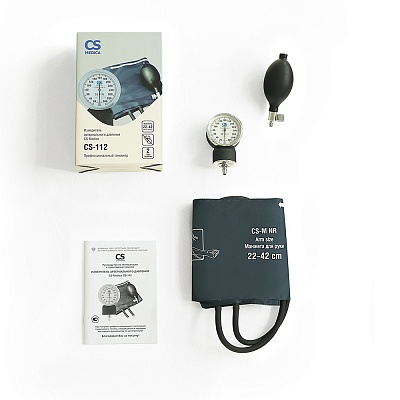
                Механический тонометр CS Medica CS-112, Манометр, нагнетатель давления (груша), манжета CS-M NR, руководство по эксплуатации с гарантийным талоном