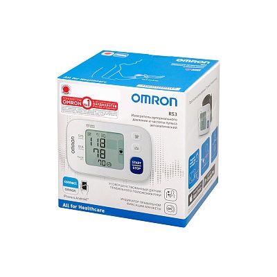 
                OMRON RS3, тонометр на запястье, автоматический, коробка