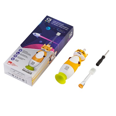 
                Электрическая зубная щетка CS Medica KIDS CS-360, коробка, рукоятка, насадка, специальная отвертка