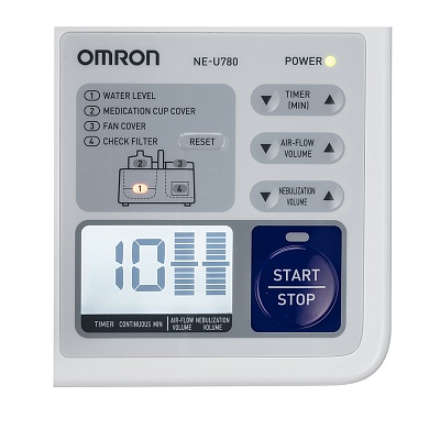 
                Небулайзер ультразвуковой OMRON U780, большой ЖК-дисплей, который позволяет быстро задавать параметры таймера, объема воздушного потока и объема распыления