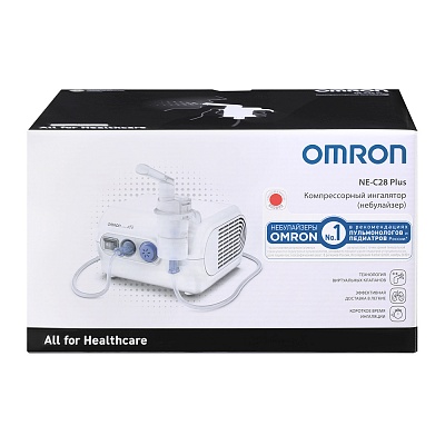 
                Компрессорный небулайзер OMRON C28 Plus, коробка прибора, фронтальный вид