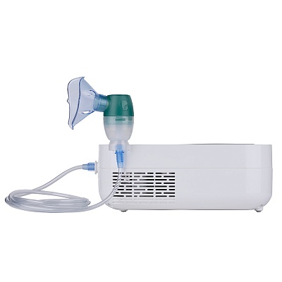 
                Небулазер OMRON DuoBaby, вид слева, небулайзерная камера с маской