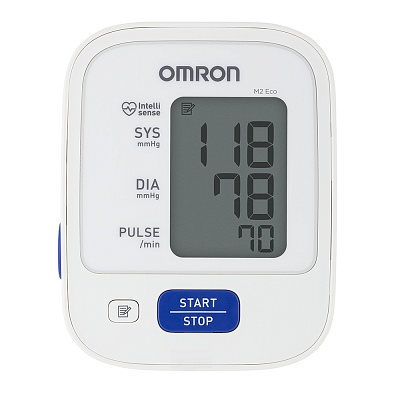
                Тонометр OMRON M2 Eco с веерообразной манжетой (22–32 см), комфортное измерение, простота в использовании