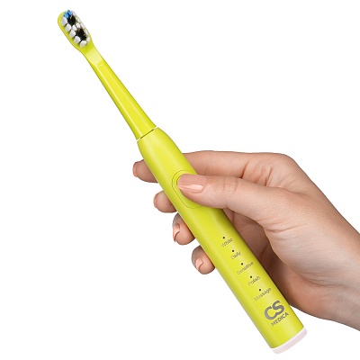 
                Электрическая звуковая зубная щетка CS Medica SonicMax CS-232, «неоновый лайм», противоскользящее покрытие на рукоятке для комфортного использования 