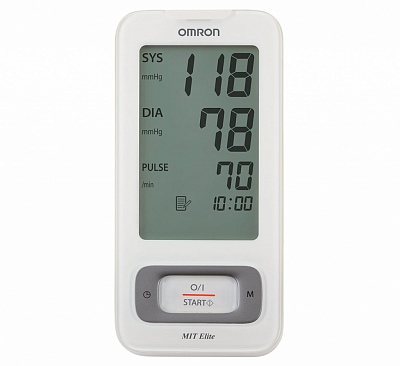 
                Тонометр OMRON MIT Elite, фронтальный вид, дисплей включен