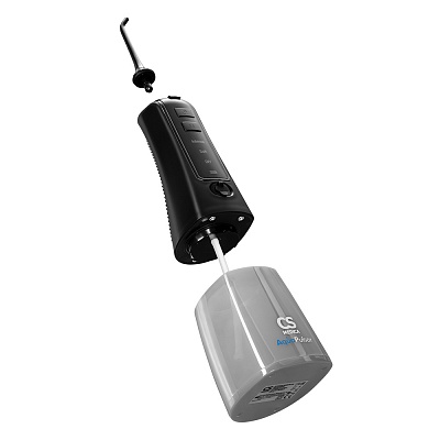 
                Портативный ирригатор полости рта CS Medica AquaPulsar CS-8 Elite, черный, энергоемкий аккумулятор 1400 мАч позволяет использовать ирригатор до 10 дней без подзарядки