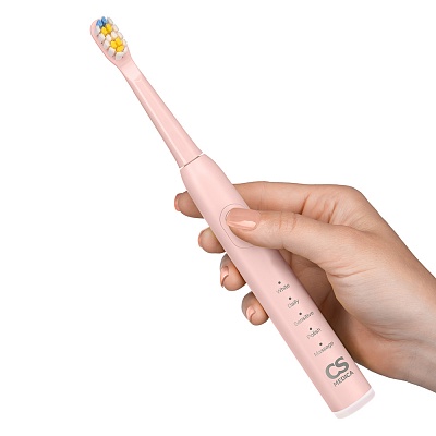 
                Электрическая звуковая зубная щетка CS Medica SonicMax CS-232, «розовая жвачка», противоскользящее покрытие на рукоятке