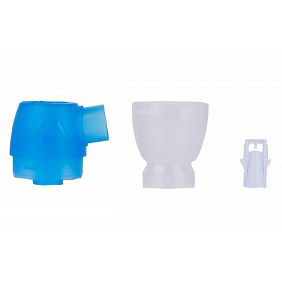 
                Небулайзерная камера для нижних дыхательных путей для небулайзера OMRON DuoBaby в разобранном состоянии