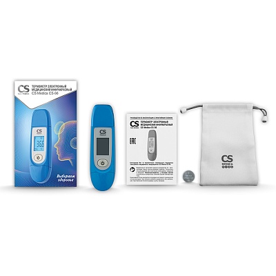 
                Инфракрасный медицинский термометр СS Medica CS-96, Термометр, колпачок для измерения температуры на лбу, элемент питания типа CR2032, чехол для хранения прибора, руководство по эксплуатации с гарантийным талоном