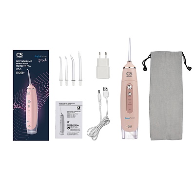 
                Ирригатор полости рта CS Medica AquaPulsar CS-3 PRO+, розовый, стильный и портативный