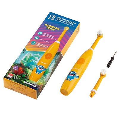 
                Электрическая зубная щетка CS Medica KIDS CS-464-P, прибор и коробка