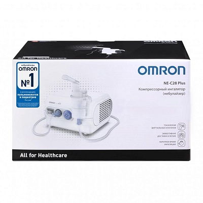 
                Компрессорный небулайзер OMRON C28 Plus, коробка прибора, фронтальный вид