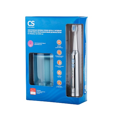 
                Электрическая звуковая зубная щетка CS Medica CS-233-uv, коробка