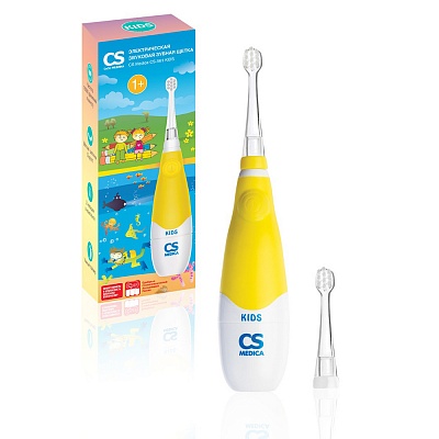 
                Электрическая звуковая зубная щетка CS Medica "Волшебный фонарик", желтая