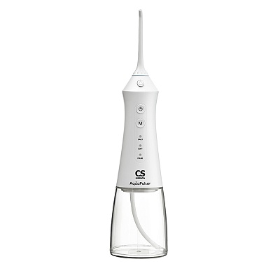 
                Ирригатор полости рта портативный CS Medica AquaPulsar CS-700 Flow White, незаменим при ношении брекет-систем и ортопедических конструкций