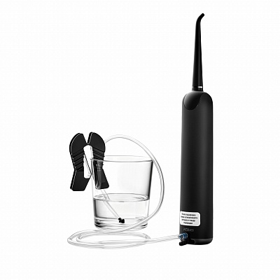 
                Электрическая звуковая зубная щетка с функцией ирригации полости рта CS Medica AquaPulsar CS-9000 DualBrush ECLIPSE, черная, благодаря отводной трубке и клипсе фиксации можно применять любую удобную емкость в качестве резервуара 