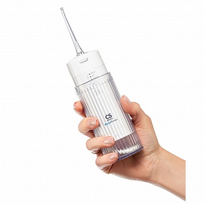 
                Ирригатор полости рта портативный CS Medica AquaPulsar CS6 EXTEND White, прибор можно заряжать от USB-разъема компьютера через USB-кабель и от электросети с помощью адаптера переменного тока