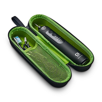 
                Электрическая звуковая зубная щетка с функцией ирригации полости рта CS Medica AquaPulsar CS-9000 DualBrush ECLIPSE, черная, чехол для хранения и транспортировки