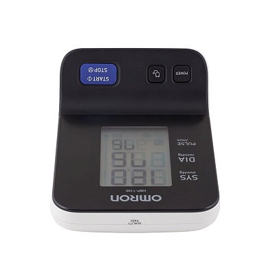 
                Профессиональный тонометр OMRON HPB-1100, вид спереди, дисплей включен