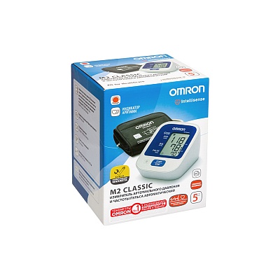 
                Автоматический тонометр OMRONM2 Classic с универсальной веерообразной манжетой, прибор в упаковке