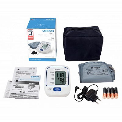 
                Тонометр OMRON M2 Plus ARU, с адаптером и веерообразной манжетой, комплект поставки