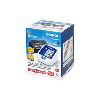 
                Автоматический тонометр OMRON M2 Classic с универсальной веерообразной манжетой и адаптером, упаковка прибора