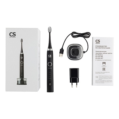 
                Электрическая звуковая зубная щетка CS Medica CS-333-BK, черная