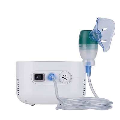 
                Небулазер OMRON DuoBaby, компрессор, воздуховодная трубка подсоединена, небулайзерная камера с маской