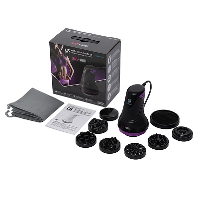 
                Массажер для тела CS Medica VibraPulsar CS-r10 Mini SHAPE&BOOST, черный, Массажер для тела, 7 массажных скульпт насадок (гладкая,«волна», шариковая, пальчиковая, 