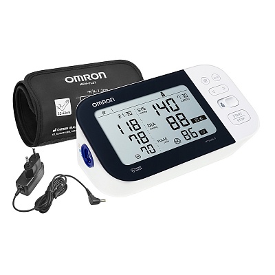 
                Автоматический тонометр на плечо OMRON M7 Intelli IT NEW, умная манжета Intelli Wrap Cuff универсального размера (22–42 см) – это комфорт и точность измерения на 360 градусов, при любом положении манжеты на плече
