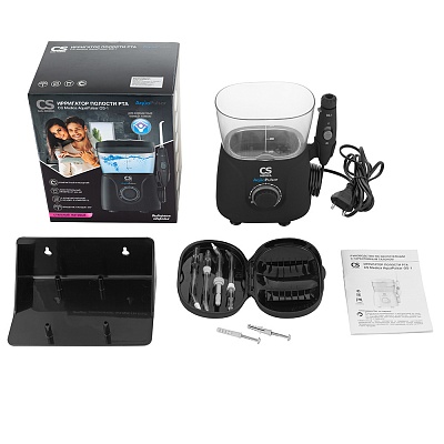 
                Ирригатор полости рта CS Medica AquaPulsar OS-1, черный, Электронный блок с ручкой ирригатора, резервуар для растворов, насадки для ирригатора (4 штуки в комплекте), комплект для настенного крепления ирригатора (панель, 2 шурупа, 2 дюбеля),руководство по 