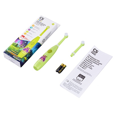 
                Электрическая зубная щетка CS Medica CS-462G, рукоятка с насадкой, дополнительная насадка, алкалиновые элементы питания типа ААА (2 шт.), руководство по эксплуатации с гарантийным талоном