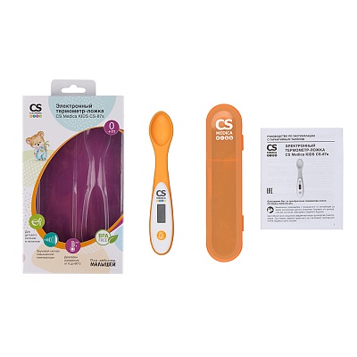 
                Термометр-ложка CS Medica KIDS CS-87s, прибор, футляр для хранения, гарантийный талон-инструкция