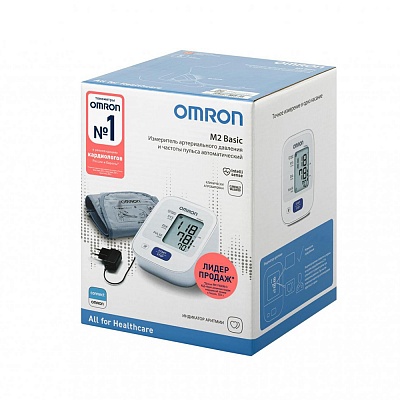 
                Тонометр OMRON M2 Basic с адаптером и веерообразной манжетой (22 - 32 см) коробка