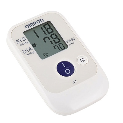 
                Тонометр OMRON S1 полуавтоматический, прибор в проекции, включенный дисплей
