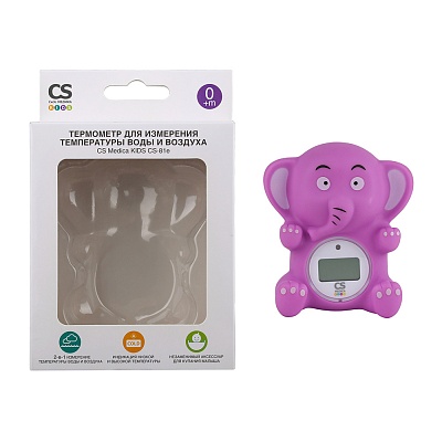 
                Термометр для измерения температуры воды и воздуха CS Medica KIDS CS-81е, упаковка и прибор