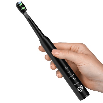 
                Электрическая звуковая зубная щетка CS Medica SonicMax CS-232, готический черный, мощный аккумулятор для работы без подзарядки до 60 дней