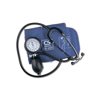 
                Механический тонометр CS Medica CS-107, встроенный в манжету металлический фонендоскоп, для удобства самостоятельного измерения