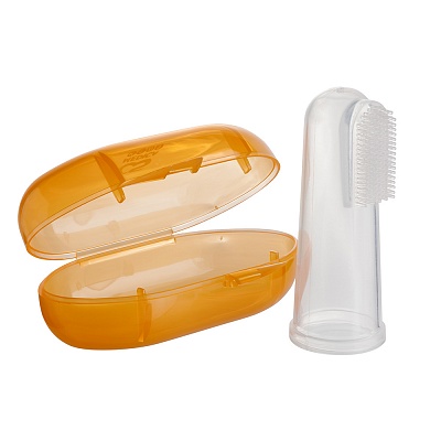 
                Силиконовая зубная щетка палец CS Medica KIDS CS-502 имеет футляр для хранения