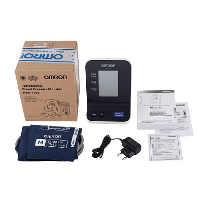 
                Профессиональный тонометр OMRON HPB-1100, манжета средняя компрессионная GS CUFF M (HXA-GCUFF-MLB), адаптер переменного тока AC ADAPTER-S (60240HW5SW), руководство по эксплуатации, гарантийный талон