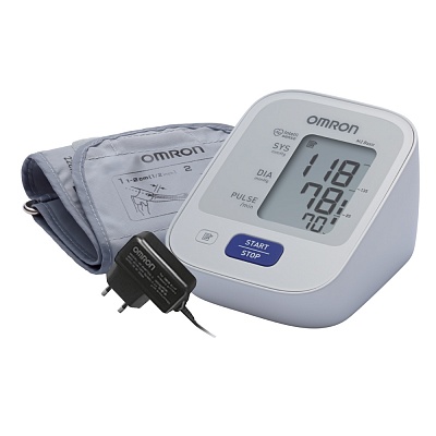 
                Тонометр OMRON M2 Basic с адаптером, электронный блок, манжета, адаптер