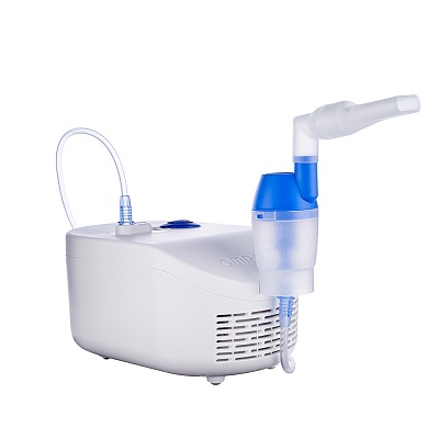 
                Небулайзер OMRON C25 с назальным душем, небулайзерная камера в собранном виде с загубником